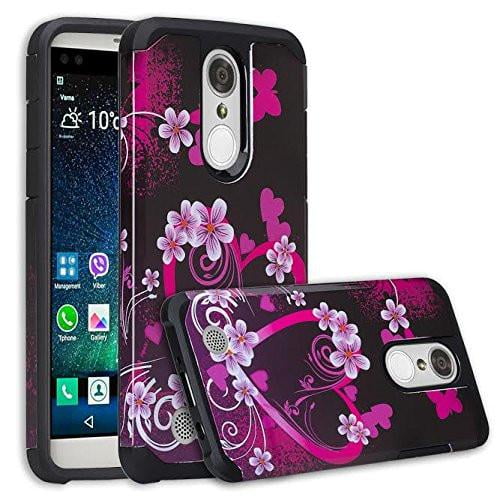 LG Risio 3 Case,LG Rebel 3 LTE Case (L157BL), LG Fortune 2 Case, LG Zone 4 Case, LG K8 2018 Case Protective Hybrid Diamond Soft Silicone Phone Case Cover with Hard Case - Hot Pink Heart