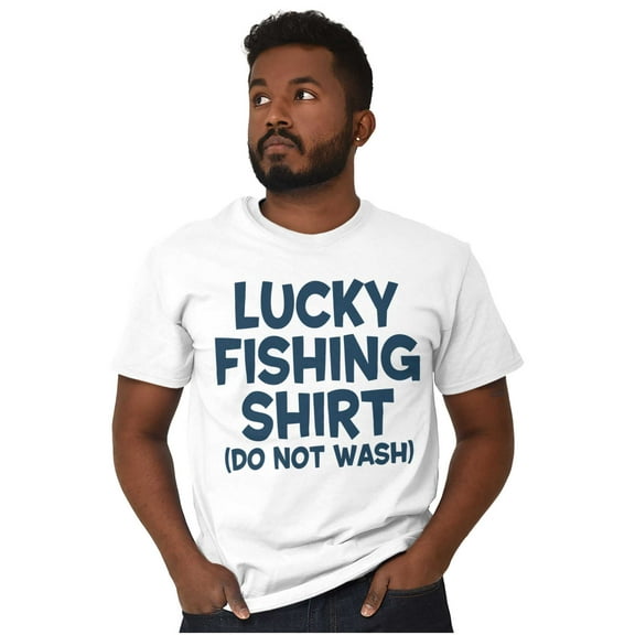 Lucky Fishing Shirt Cute Funny Fisher Men's Big & Tall Crewneck Graphic Tee Brisco Brands 2X