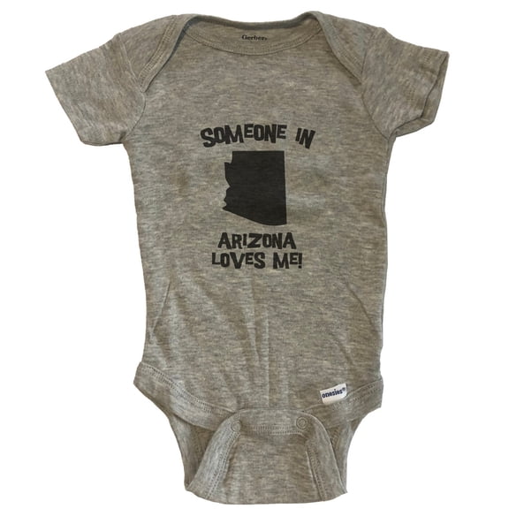 Someone In Arizona Loves Me State Silhouette Cute Baby Bodysuit - One Piece Baby Bodysuit - Grey