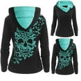 thumbnail image 2 of Skull Hoodie for Women Vintage Gothic Graphic Halloween Skeleton Kingdom Long Sleeve Hooded Sweatshirt Loose Fashion Pullover Tops, 2 of 6