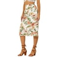 thumbnail image 4 of INSPIRE CHIC Women's Floral Chiffon High Waist Midi Pencil Skirt S White, 4 of 5