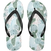 Bestwell Watercolor Cactus Flip Flops Sandals for Women/Men, Soft Light Anti-Slip for Comfortable Walk, Suitable for House, Beach, Travel - XS