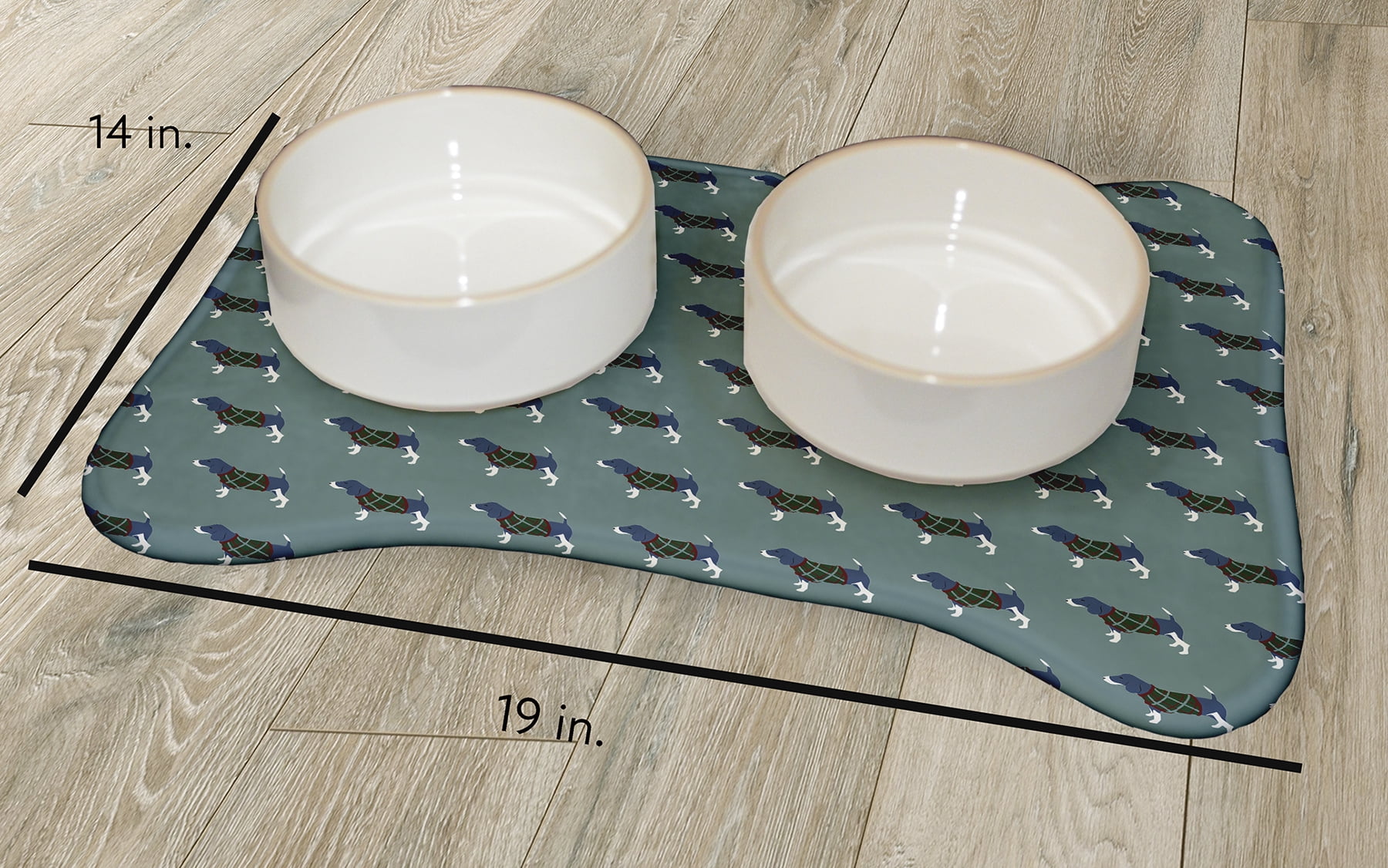 Simply Daisy Warrmest Wishes Doggie Pattern Bone Shape Pet Feeding Mat for Dogs