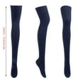 thumbnail image 3 of Women's Cable Knit Over the Knee Socks, Extra Long Thigh High Cotton Stockings, Vintage Crochet Leg Warmers for Autumn and Winter, Navy, One Size, 3 of 8