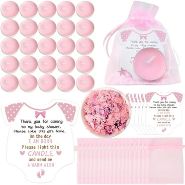 50 Sets Pink Baby Shower Favors Tea Light Candles for Guest Cute Girl Baby Shower Party Favors Gifts with Thank Cards and Return Gift Bags Confetti for Guests Baby Shower Gender Reveal Party Favors