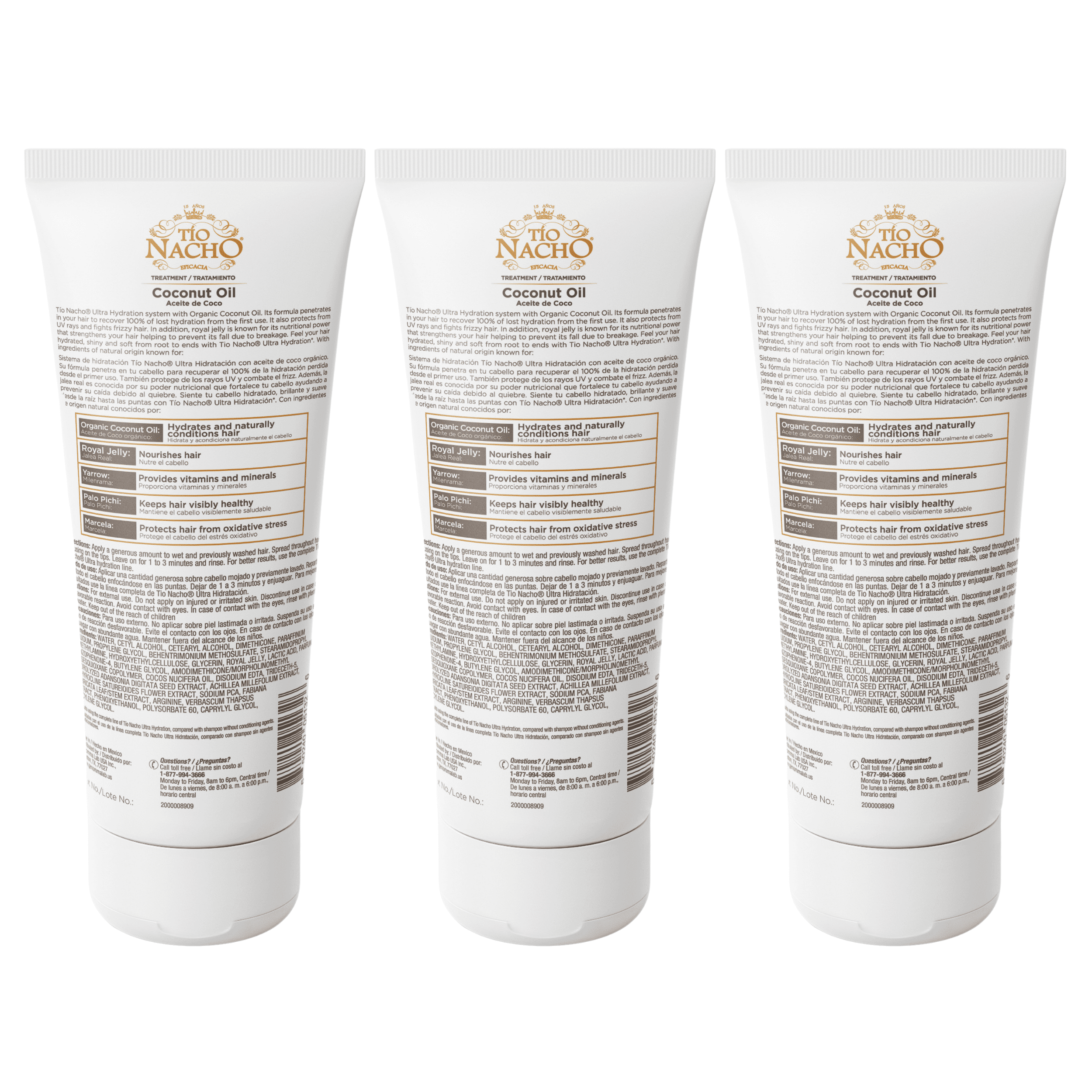 Tio Nacho Coconut Oil Ultra Hydrating Hair Mask- Hair Treatment 7 oz, Value Pack of 3