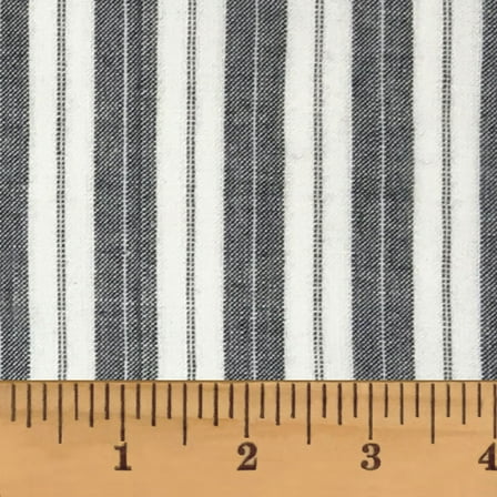 JCS Large Gray Ticking Stripe Homespun Cotton Fabric Sold by the Yard