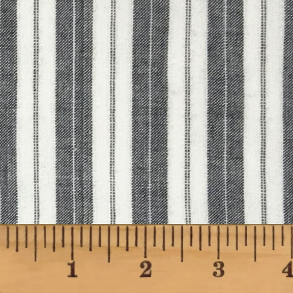 JCS Large Gray Ticking Stripe Homespun Cotton Fabric Sold by the Yard