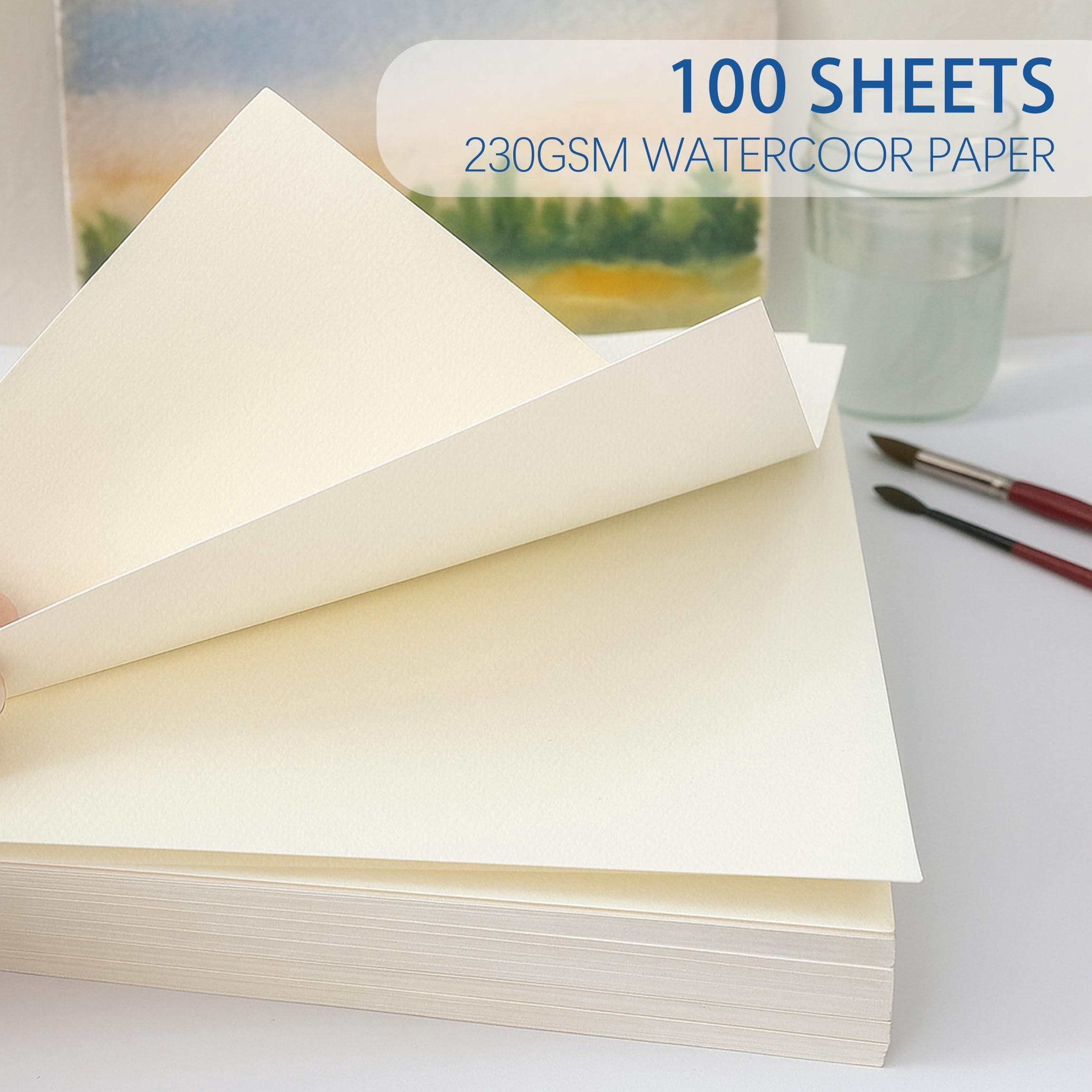 Watercolor Paper 100 Sheets 8.5x11 Inches Cold Press for Painting and Crafting