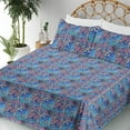 thumbnail image 3 of Ambesonne Exotic Fitted & Flat Sheet with Sham 3 Pcs Set, Modern Art Abstract Cheetah, Twin XL, Soft Pink Pale Azure Blue, 3 of 5