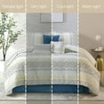 thumbnail image 5 of Grand Avenue White Blue Comforter Set King Size, 7 Piece Geometric Jacquard Bedding Set, Matching Bedskirt, Pillows & Shams, Curtains, 5 of 7