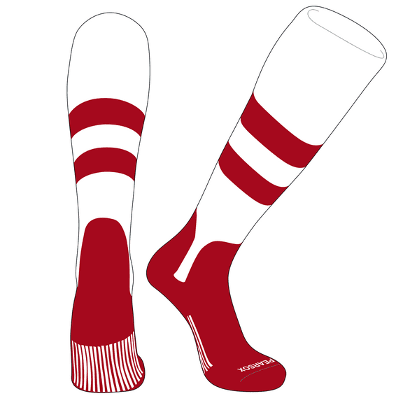 PEAR SOX OTC Baseball Softball Stirrup Socks (D, 5in) White, Red, White, Red (XS)