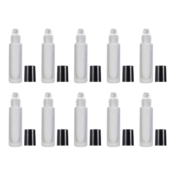 10 frascos roll-on de vidrio de 10 ml para aceites esenciales, recargables, para fragancias y masajes. Mate claro
