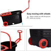 Spin Mop Bucket with Wringer Set for Home, 360° Extended Stainless Steel Handle, 3 Microfiber Replacement Mop Head Refills, 2 Wheels for Floor Cleaning, Black/Red