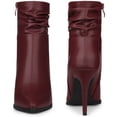 thumbnail image 2 of Unique Bargains Women's Side Zip Solid Pointy Toe Stiletto Heel Ankle Boots Burgundy 9, 2 of 6