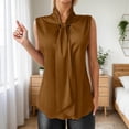 thumbnail image 2 of Womens Elegant Satin Camisole Top Bow Tie Detail Sleeveless V Neck Casual Blouse Coffee XXL, 2 of 4