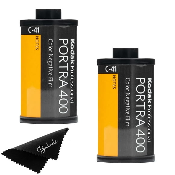 Kodak Portra 400 Film - 2 Pack of 36exp Rolls for 35mm Cameras with balveli Premium Microfiber Cloth