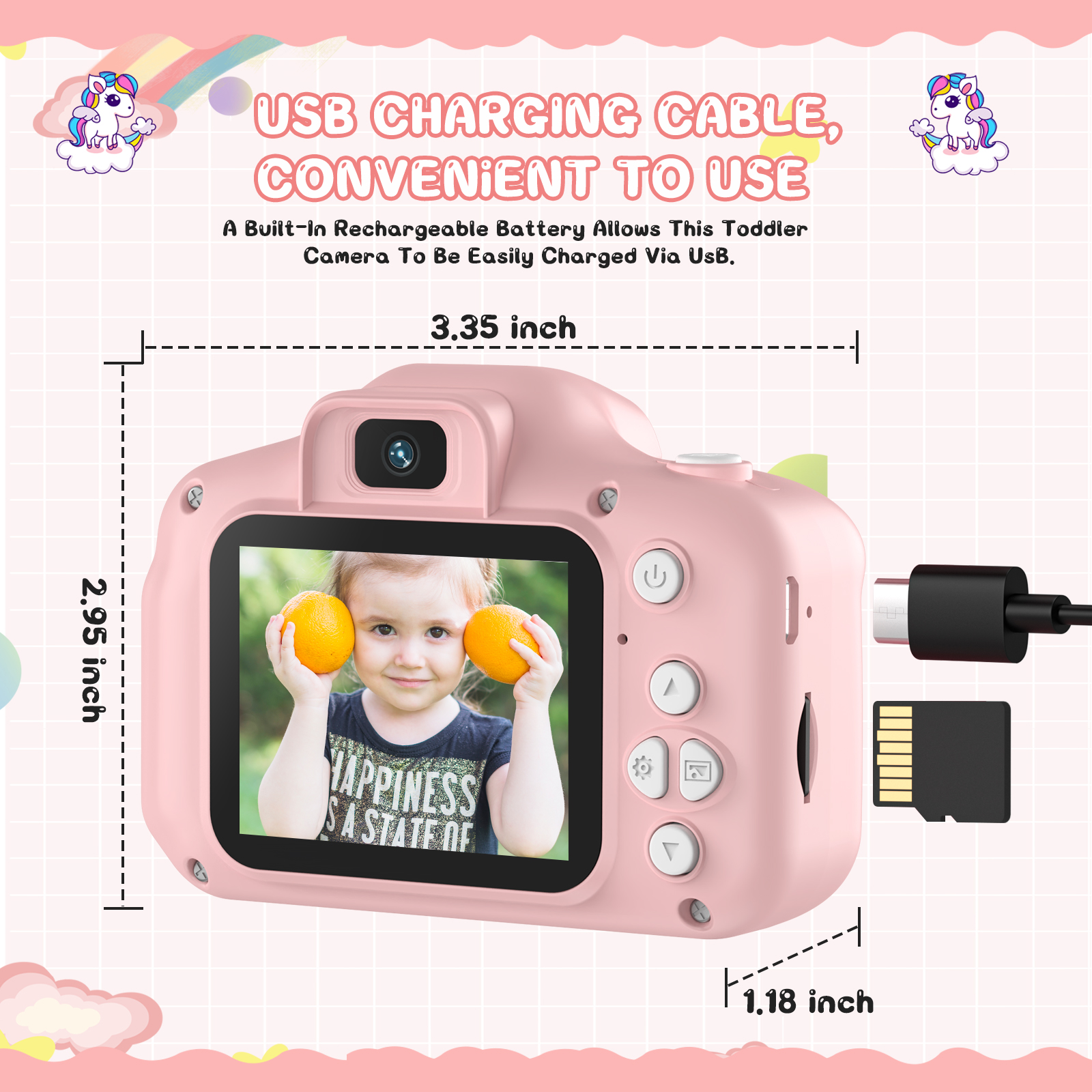 Gofunly Kids Digital Camera 1080P, Pink photo 4