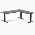 thumbnail image 1 of Desky Zero Bamboo L-Shape Office Desk - Dark Bamboo / 72 x 30 x 70 x 24 inches / Matte Black, 1 of 9