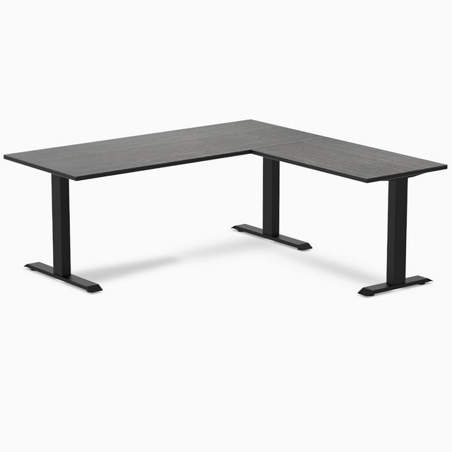 Desky Zero Bamboo L-Shape Office Desk - Dark Bamboo / 72 x 30 x 70 x 24 inches / Matte Black