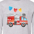 thumbnail image 4 of Inktastic Valentine's Day Fire Truck with Hearts Long Sleeve Youth T-Shirt, 4 of 5