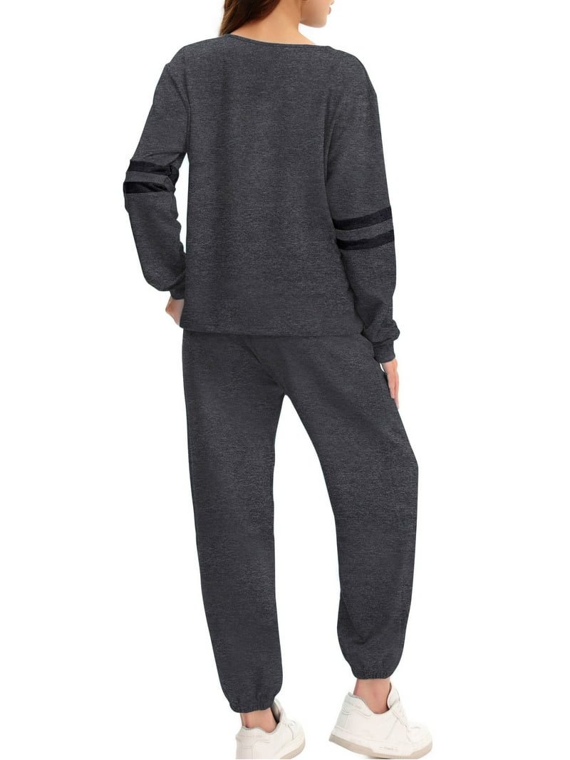 UVN Tracksuit for Women Colorblock Striped Sweatsuit Casual