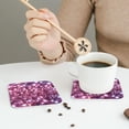 thumbnail image 5 of Glitter Sparkles Shimmer Set of 6 Faux Leather 4 Inch Coasters Drinks Tabletop Home Dinning Square, 5 of 6