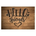 thumbnail image 4 of Personalized Planet 27x18 Hello Friends Doormat with Custom Family Name Printed on Brown Rectangular 1/4” Thick Non Slip Mat with Heart Design for Kitchen Hallway Deck or Porch, 4 of 6