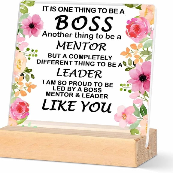 Boss Lady Gift Funny Office Acrylic Plaque Sign Acrylic Desk Plaque Sign for Home Office Desk Sign Keepsake Present,Gifts for Boss Lady Fun Desk Accessories for Office Decorative Signs 4x4 Inch