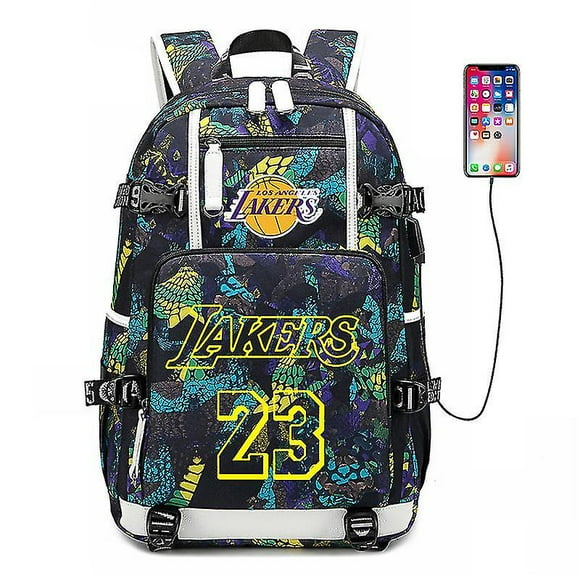 Nba Peripheral Series Star Logo Multifunctional Usb Backpack Luminous Fluorescent Backpack
