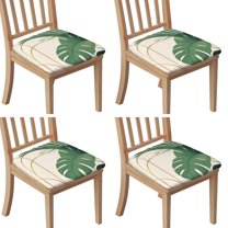 Palm Leaves Abstract Art Seat Covers for Dining Room Chairs Set Of 4,Stretch Printed Washable Chair Seat Cover with Elastic Ties and Button,Removable Waterproof Couch Cushion Covers