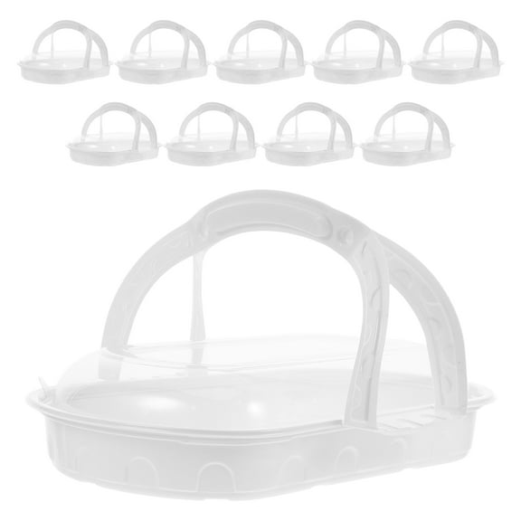 MLINS Portable Cake Carrier Box for Desserts Made of Plastic White Color with Lid and Handle Ideal for Travel 10pcs