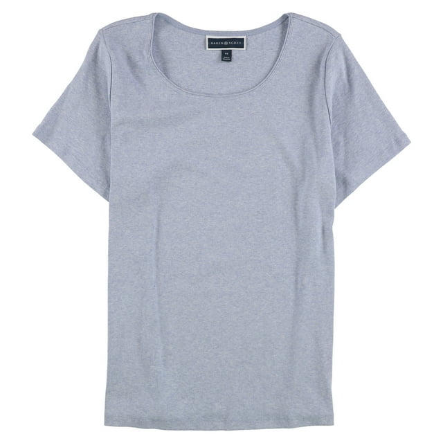 Karen Scott Womens Solid Basic T-Shirt, Blue, Plus Size, 0X