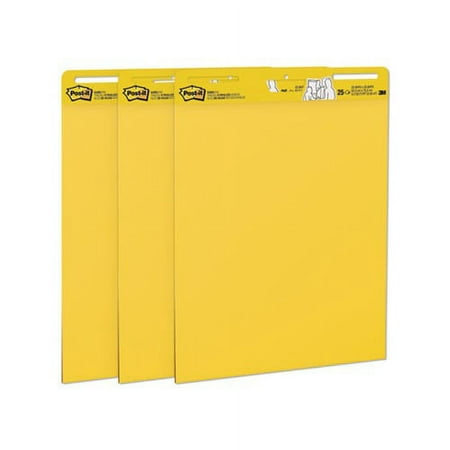 Self-Stick Easel Pads 25 x 30, Bright Yellow, 25 Sheets, 3/Carton