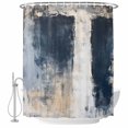 thumbnail image 2 of Navy Blue Grey Waterproof Fabric Shower Curtain, Modern Abstract Art Rustic Waterproof Fabric Shower Curtain for Bathroom Curtains Bathtubs Hotel Washable Shower Curtains with 12 Hooks Stall 48x72in, 2 of 8