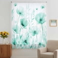 thumbnail image 3 of Teal Spring Floral Sheer Curtains 63 Inches Long, Summer Botanical Watercolor Vintage Light Filering Curtains, Breathable Simi Curtain Privacy Drapes for Living Room Bedroom Window Treatment, 3 of 9