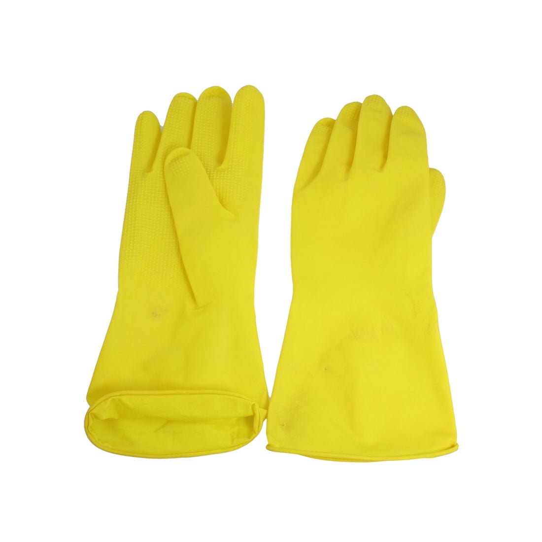 Hands Protective Latex Long Washing Cleaning Gloves Pair Yellow