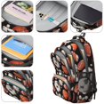thumbnail image 4 of Football and Basketball Black Pattern Cute School Backpack Bag with Padded Back and Adjustable Shoulder Straps 16.9 X 12.6 X 5.9 Inches, 4 of 5