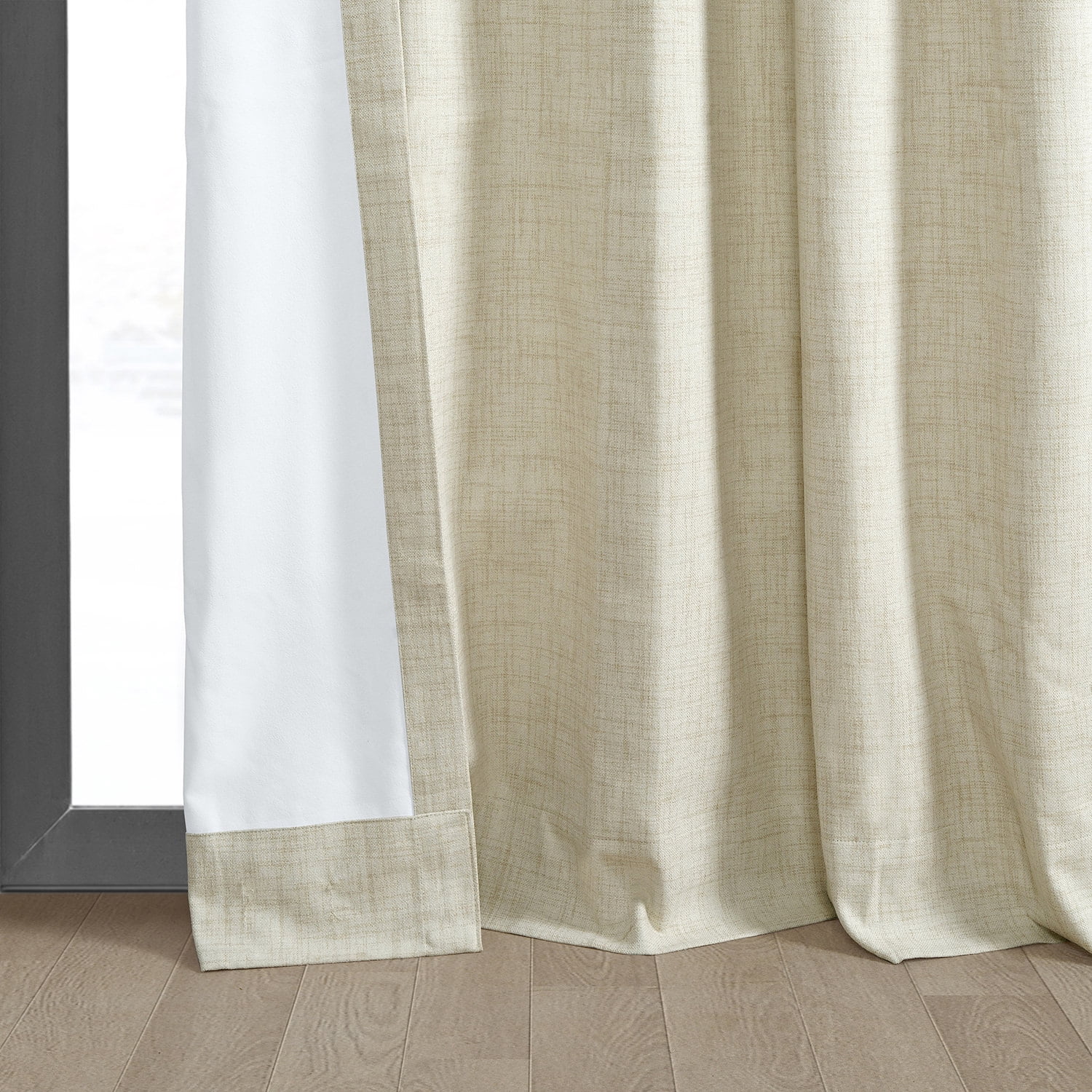 Natural Light Beige Vintage Thermal Cross Linen Weave Blackout Curtain (1 Panel), Natural Light Beige, 50W X 108L
