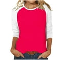 thumbnail image 1 of FNFYFH Chandails Raglan pour Femmes Chic Manches 3/4 T-Shirt de Baseball Tunique Col Ras du Cou T-Shirt à Blocs de Couleur Été Tendance Manches 3/4 Hauts Mignons Décontractés Coupe Ample Haut Respirant Prime Day Liquidation, 1 of 3