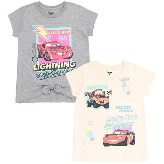 Disney Pixar Cars Lightning McQueen Tow Mater Toddler Girls 2 Pack T-Shirts Toddler to Big Kid