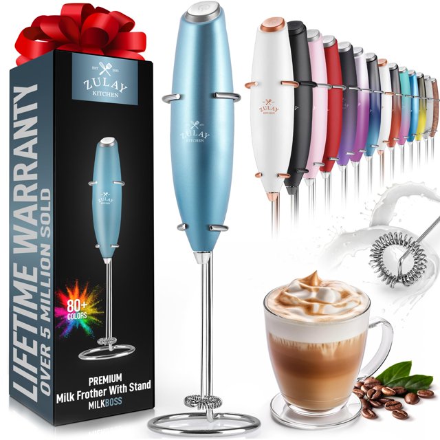 Espumador de leche Zulay Kitchen Milk Boss Electric Ice Blue