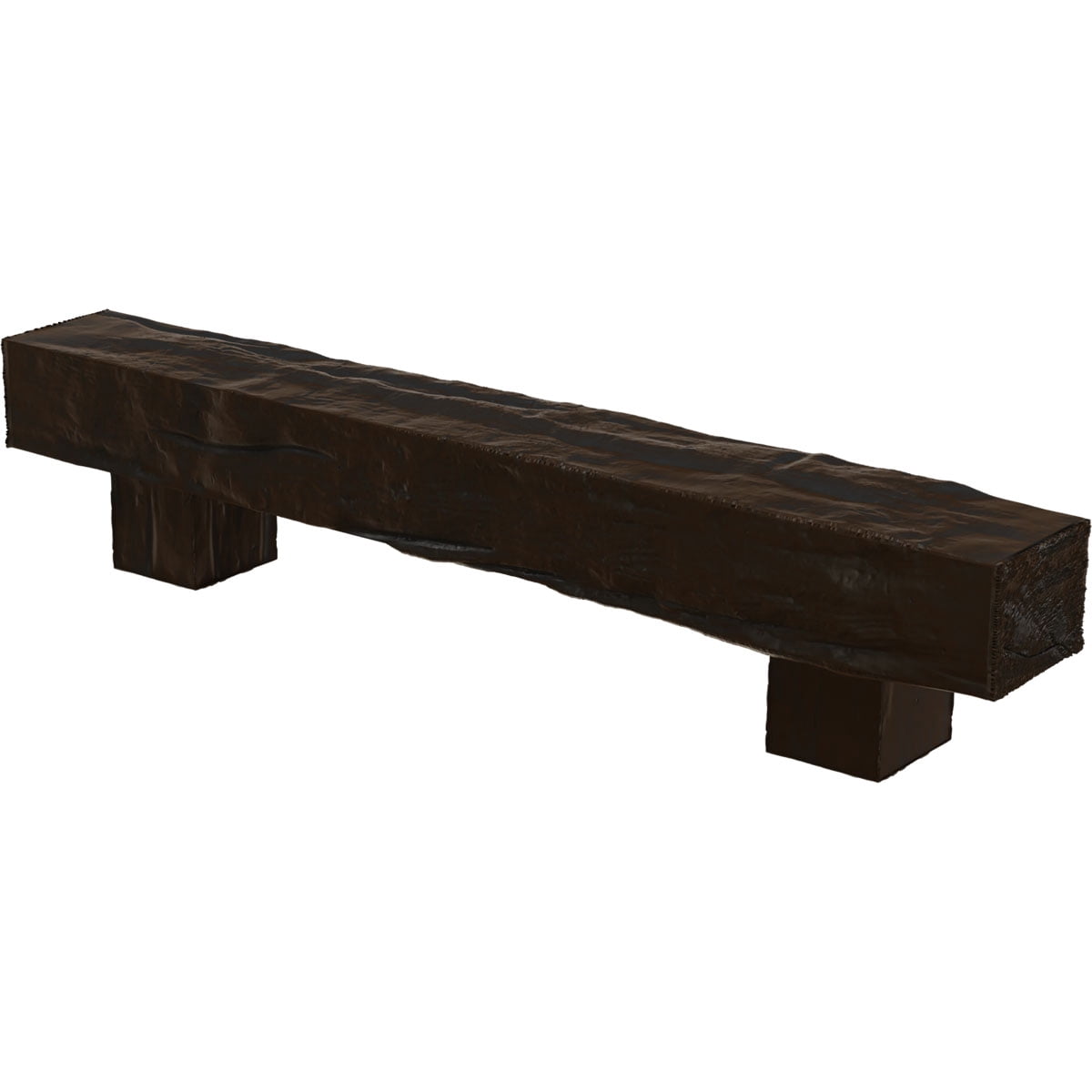 Ekena Millwork 4"H x 4"D x 72"W Riverwood Faux Wood Fireplace Mantel Kit w/ Alamo Corbels, Burnished Mahogany