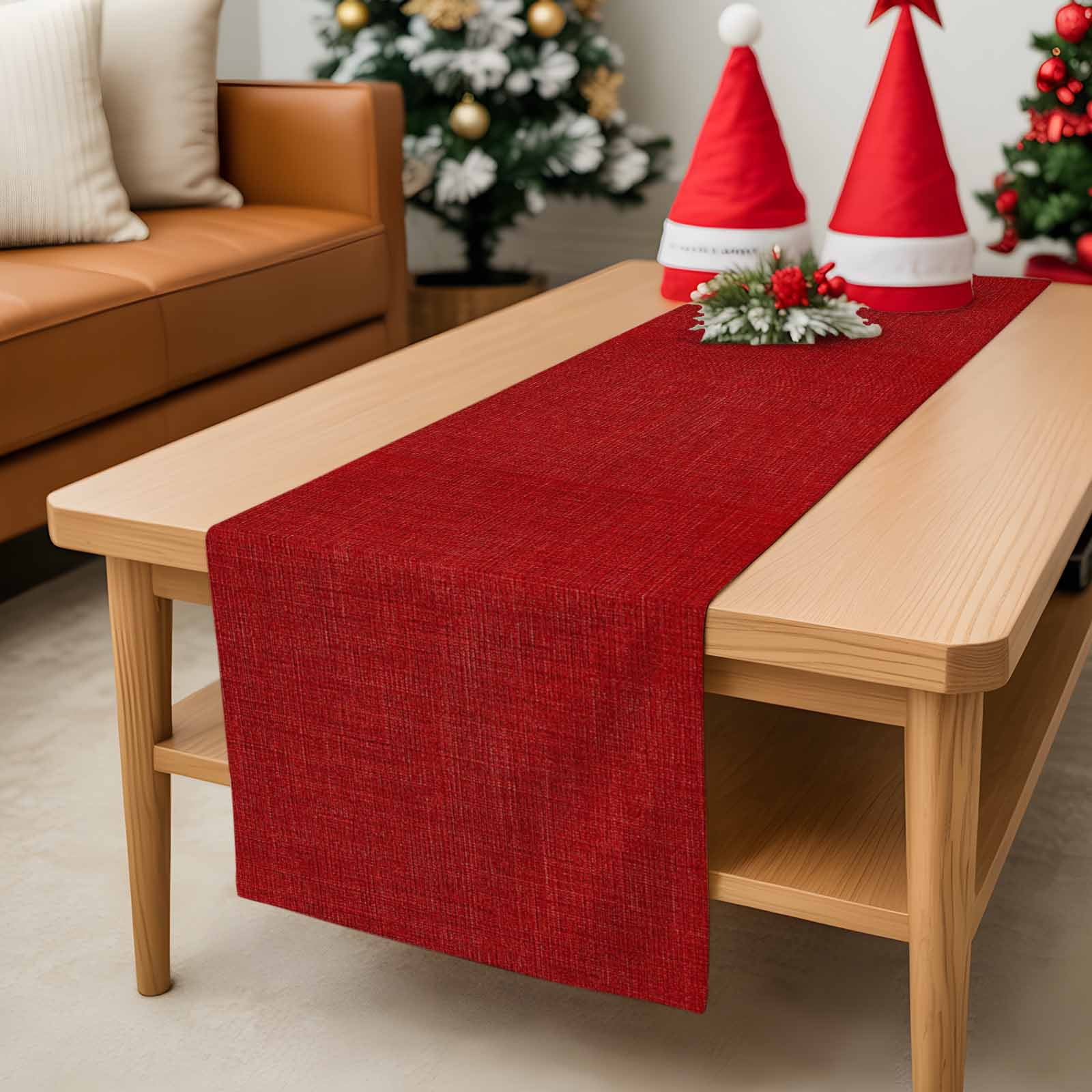 Table Runner 13x90in Inches Long, Red WatercolorLinen Washable Dresser Scarf Modern Minimalist StyleKitchen Dinning Tablerunners for Holiday/Party/Wedding/Home Tables Decor