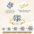 thumbnail image 4 of Aurora&Fiori 1Carat Round Cut Moissanite Engagement Rings for Women,18K Yellow Gold Plated S925 Silver Solitaire Promise Wedding Ring, 4 of 9