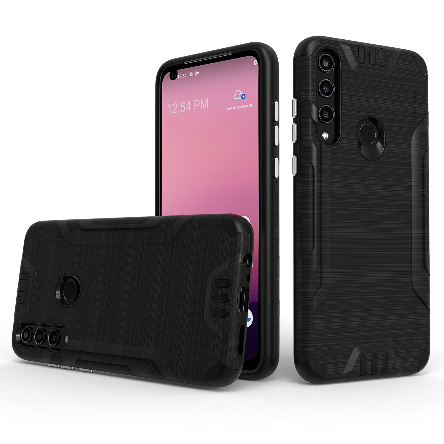 For Orbic Magic 5g Strong Tough Metallic Design Hybrid Black