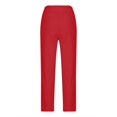 thumbnail image 4 of IDALL Linen Pants Women Petite Pants Women Autumn Casual High Waisted Button Capris Regular Fit Solid Cropped Pant Baleaf Pants Women Summer Pants Red 1 XL, 4 of 5