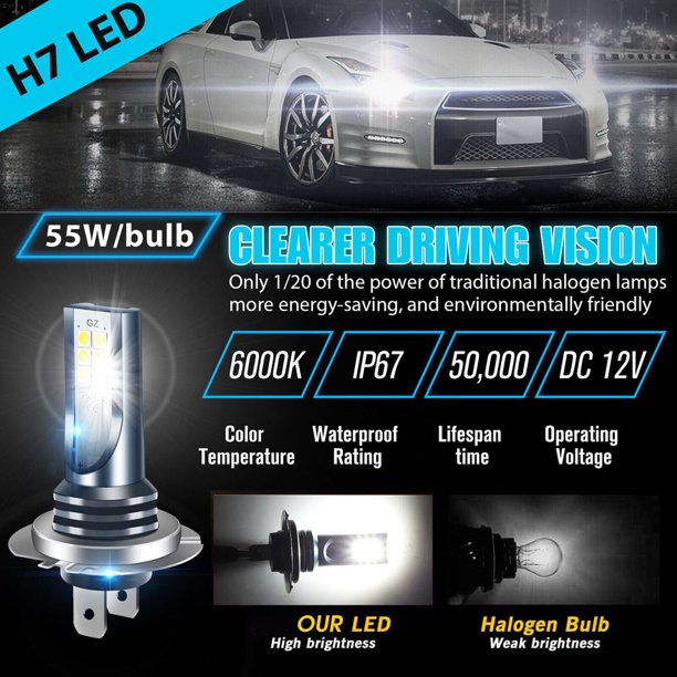 Bombilla de faro LED H7 9005 Car High Low Beam 110W 6000K LED Luz de conducción IP67 Impermeable DC 12-24V