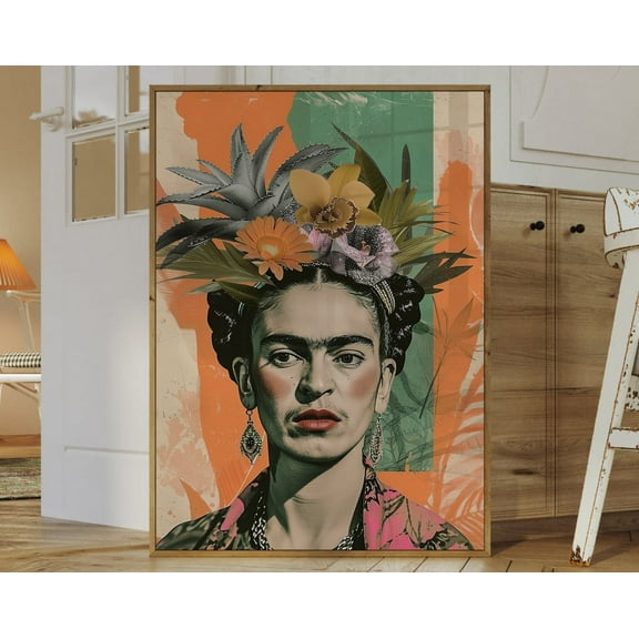 Kna Prints - Retro Frida Kahlo Collage Portrait Poster, Frida Kahlo Print, Frida, Retro Wall Art, Frida Khalo,, UNFRAMED-8x12