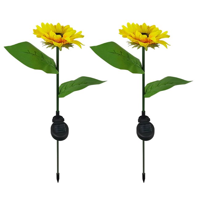 Lámpara Girasoles Luces de girasol artificiales solares Decoración de lámpara de estaca de jardín a prueba de agua (2 piezas)
